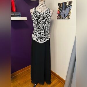 JKARA Sleeveless Gown with Beaded Top